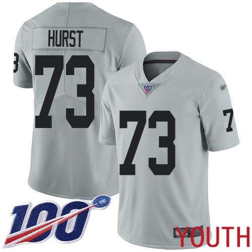 Oakland Raiders Limited Silver Youth Maurice Hurst Jersey NFL Football #73 100th Season Inverted Legend Jersey->youth nfl jersey->Youth Jersey